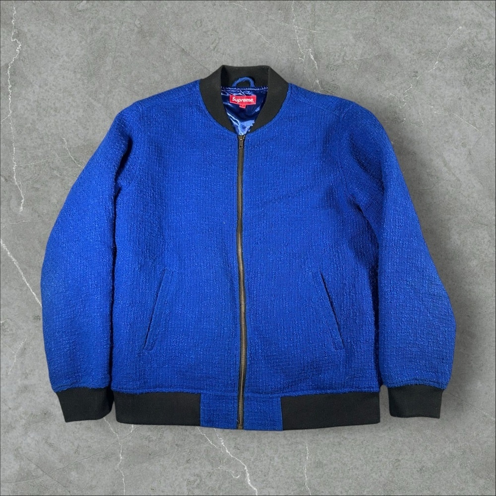 Supreme Jacket Mensβ Large Blue Bomber Varsity 2016 Bouncle Letterman Arch Logo